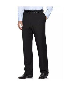 Haggar Eclo Stria Dress Pants 30x31 Black Classic Fit Expandable Waist